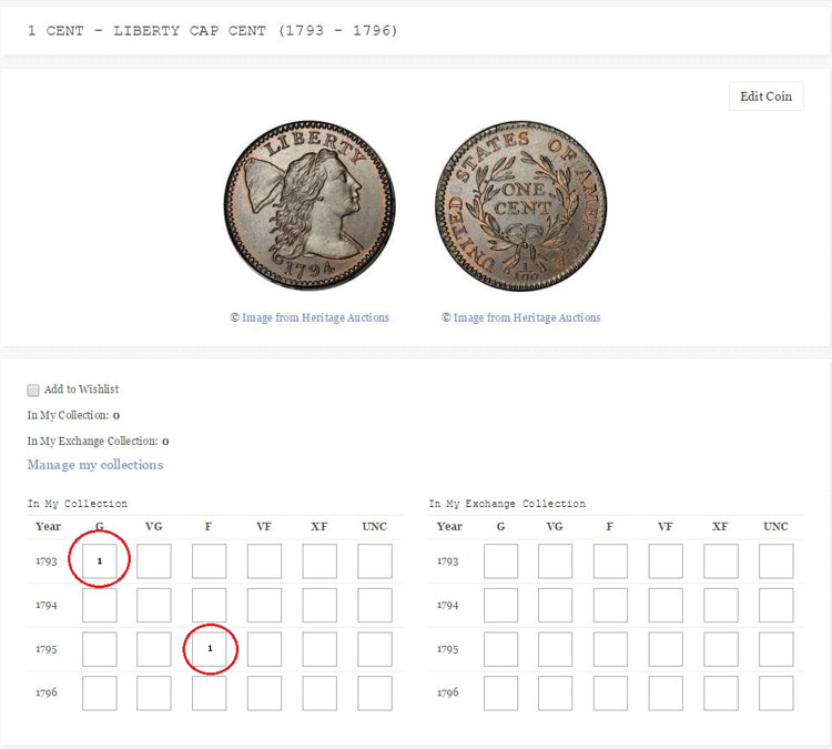 manage coins online collection