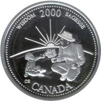 reverse of 25 Cents - Elizabeth II - Wisdom (2000) coin with KM# 378a from Canada. Inscription: CANADA WISDOM 2000 SAGESSE CS