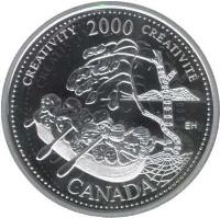 reverse of 25 Cents - Elizabeth II - Creativity (2000) coin with KM# 379a from Canada. Inscription: CANADA CREATIVITY 2000 CRÉATIVITÉ EH