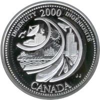 reverse of 25 Cents - Elizabeth II - Ingenuity (2000) coin with KM# 380a from Canada. Inscription: CANADA INGENUITY 2000 INGÉNIOSITÉ JJ