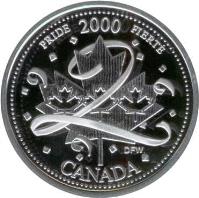 reverse of 25 Cents - Elizabeth II - Pride (2000) coin with KM# 384.2a from Canada. Inscription: CANADA PRIDE 2000 FIERTÉ DFW