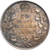 reverse of 50 Cents - Edward VII (1910) coin with KM# 12a from Canada. Inscription: 50 CENTS CANADA 1910