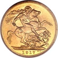 reverse of 1 Sovereign - George V (1911 - 1919) coin with KM# 20 from Canada. Inscription: 1917