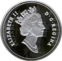 obverse of 50 Cents - Elizabeth II - 3'rd Portrait (2004) coin from Canada. Inscription: ELIZABETH II D G REGINA