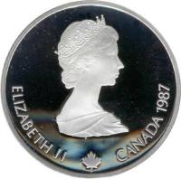 obverse of 20 Dollars - Elizabeth II - Ice Skating (1987) coin with KM# 155 from Canada. Inscription: ELIZABETH II CANADA 1987