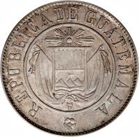 obverse of 50 Centavos (1870) coin with KM# 195 from Guatemala.