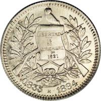 obverse of 1 Real (1894 - 1898) coin with KM# 166 from Guatemala.