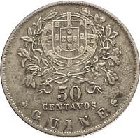 reverse of 50 Centavos (1933) coin with KM# 4 from Guinea-Bissau.