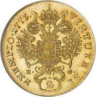 reverse of 2 Ducat - Joseph II - Trade Coinage (1768 - 1777) coin with KM# 1860 from Austria.