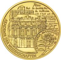 obverse of 50 Euro - Gerard van Swieten (2007) coin with KM# 3138 from Austria. Inscription: AKADEMIE DER WISSENSCHAFTEN SWIETENIA MAHAGONI