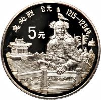 reverse of 5 Yuán - Hū Bì Liè (1989) coin with KM# 248 from China.