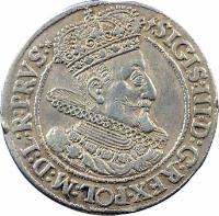 obverse of 1 Ort - Sigismund III - Type 2 bust (1615 - 1616) coin with KM# 6 from Danzig. Inscription: SIGIS:III.D:G:REX.POL.M:D:L:R:PRVS: