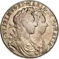 obverse of 1/2 Crown - William & Mary (1689) coin with SP# 3434 from England. Inscription: GVLIELMVS · ET · MARIA · DEI · GRATIA