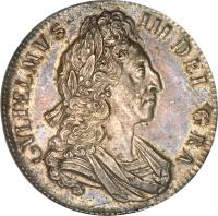 obverse of 1 Crown - William III (1696 - 1700) coin with SP# 3474 from England. Inscription: GVLIELMUS · III · DEI · GRA