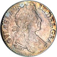 obverse of 1 Shilling - William III (1699 - 1701) coin with SP# 3516 from England. Inscription: GVLIELMUS · III · DEI · GRA