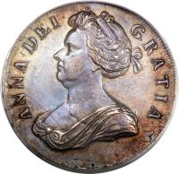 obverse of 1 Crown - Anne (1703 - 1707) coin with SP# 3578 from England. Inscription: ANNA · DEI · GRATIA ·