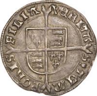 reverse of 1 Groat - Mary I (1553 - 1554) coin with SP# 2492 from England. Inscription: VERITAS TEMPORIS FILIA