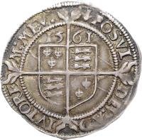 reverse of 3 Pence - Elizabeth I (1561 - 1564) coin with SP# 2565 from England.