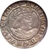 obverse of 1 Groat - Henry VIII (1526) coin with SP# 2337c from England.