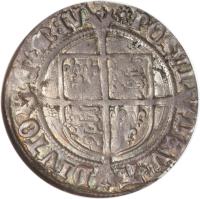 reverse of 1 Groat - Henry VIII (1526) coin with SP# 2337c from England.