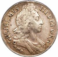 obverse of 1 Crown - William III (1696) coin with SP# 3472 from England.