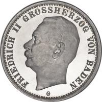 obverse of 2 Mark - Friedrich II (1911 - 1913) coin with KM# 283 from German States. Inscription: FRIEDRICH II GROSSHERZOG VON BADEN G