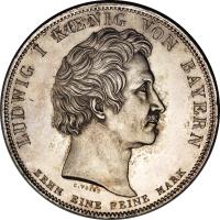 obverse of 1 Conventionsthaler - Ludwig I - Benedictine Order (1835) coin with KM# 782 from German States. Inscription: LUDWIG I KÖNIG VON BAYERN C.VOIGT ZEHN EINE FEINE MARK