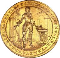 obverse of 5 Ducat - Maximilian I - Trade Coinage (1640) coin with KM# 269 from German States. Inscription: MAXIMIL:COM:PAL:RH:VT:BA:DVX:S:R:I:ARCHIDAP:ET · ELECT ·