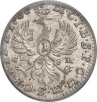 reverse of 1 Kreuzer - Friedrich (1745 - 1753) coin with KM# 192 from German States. Inscription: M · C · I · B · S · P · C · W · M · S · C · B · N · I · R · H