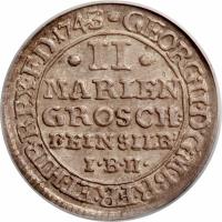 obverse of 2 Mariengroschen - George II (1730 - 1760) coin with KM# 216 from German States.