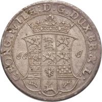 obverse of 2/3 Thaler - Georg Wilhelm (1692 - 1697) coin with KM# 346 from German States. Inscription: GEORG:WILHELM:D:G:DUX.BRUNS & LUNEB