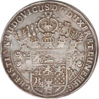 obverse of 1 Thaler - Christian Ludwig (1649 - 1665) coin with KM# 211 from German States. Inscription: CHRISTIAN.LUDOVICUS.D.G.DUX BR:ET LUNEBURG: