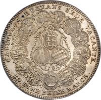 obverse of 1 Conventionsthaler - Johann Anton III - Sede Vacante (1781) coin with KM# 90 from German States. Inscription: CAPITULUM REGNANS SEDE VACANTE 1781 10 EINE FEINE MARCK.