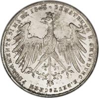 reverse of 2 Gulden - Constitutional Convention (1848) coin with KM# 337 from German States. Inscription: BERATHUNG Ü. GRÜNDUNG E.DEUTSCHEN PARLAMENTS 31 MÄRZ 1848*