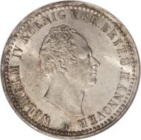 obverse of 1 Reichsthaler - William IV (1835 - 1837) coin with KM# 169 from German States. Inscription: WILHELM IV KOENIG V.GR.BRIT.U.HANNOVER