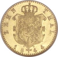 reverse of 10 Thaler - Ernst August (1844 - 1848) coin with KM# 200 from German States.