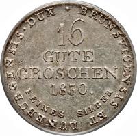 reverse of 16 Gute Groschen - George IV (1822 - 1830) coin with KM# 138 from German States.