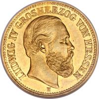 obverse of 5 Mark - Ludwig IV (1877) coin with KM# 357 from German States.