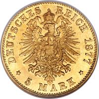 reverse of 5 Mark - Ludwig IV (1877) coin with KM# 357 from German States.