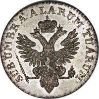 obverse of 1/2 Reichsthaler - Friederike Auguste Sophie (1798) coin with KM# 109 from German States. Inscription: SUB · UMBRA · ALARUM · TUARUM ·