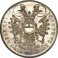 obverse of 1 Conventionsthaler - Joseph II (1767 - 1776) coin with KM# 359 from German States. Inscription: IOSEPHVS II D G ROM IMP SEMP AVG