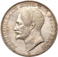 obverse of 2 Thaler / 3 1/2 Gulden - Heinrich LXXII (1840 - 1847) coin with KM# 5 from German States. Inscription: HEINRICH LXXII JÜNG. LIN. FÜRST REUSS A