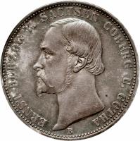 obverse of 1 Vereinsthaler - Ernst II (1862 - 1870) coin with KM# 130 from German States. Inscription: ERNST HERZOG V. SACHSEN COBURG U.GOTHA