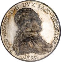 obverse of 1 Conventionsthaler - Friedrich August III (1792) coin with KM# 1034 from German States.