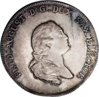 obverse of 1 Conventionsthaler - Friedrich August III (1765) coin with KM# 985 from German States.