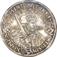 reverse of 1 Thaler - Johann Georg I - Augsburg Confession (1630) coin with KM# 412 from German States.