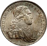 obverse of 1 Conventionsthaler - Friedrich August (1801 - 1806) coin with KM# 1036 from German States. Inscription: FRID · AVGVST · D · G · DVX SAX · ELECTOR