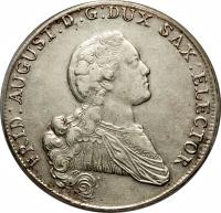 obverse of 1 Conventionsthaler - Friedrich August (1765 - 1768) coin with KM# 983 from German States.