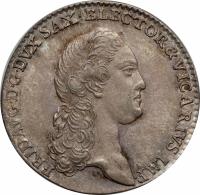 obverse of 1/12 Thaler - Friedrich August III (1790) coin with KM# 1020 from German States. Inscription: FRID.AVG.D.G.DVX SAX.ELECTOR&VICARIVS IMP.