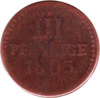 reverse of 3 Pfennig - Friedrich August III (1797 - 1806) coin with KM# 1037 from German States. Inscription: III Pfennige 1804